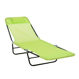 Outsunny Outsunny Folding Chaise Lounge Chair, Pool Sun Tanning Chair, Outdoor Lounge Chair with Reclining Back, Breathable Mesh Seat, Headrest for Beach, Yard, Patio, Green