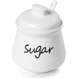 ONTUBE ONTUBE Ceramic Sugar Bowl with Lid and Spoon 12oz (White)