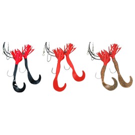 blntackle76 Jenzi Set of 3 Fringe Pilk Leader with Two Side Arms Fringe Twister Japan Red/Brown/Motoroil/Black Complete, Ready