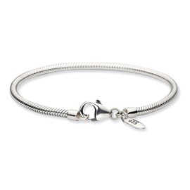 Solid 925 Sterling Silver Lobster Clasp Bead Bracelet - with Secure Lobster Lock Clasp 9.5"