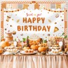 MEHOFOND 7x5ft Pumpkin Pie Birthday Backdrop Fall Orange Pumpkin Spice