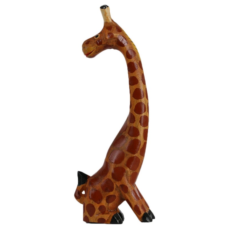 ART-CRAFT Wooden Giraffe Wood Carving Painted Miniature Height 20 cm