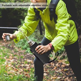 Water Bottle Carrier Bag Neoprene Portable Insulated Water Bottle Sling Holder Bag Outdoor Water Bottle Insulated Cover for Men Women Kids Hiking, Sling Bottle Bag Case (Black)