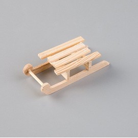 Miniature Wooden Sledge Traditional Wooden 8 cm, Natural
