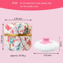 Qopoto Polvo grande para polvo corporal con recipiente de polvo, polvo suave y polvo de polvo de viaje (Ormosia)