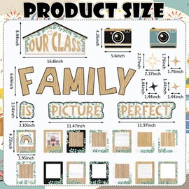 Watersay 52 Pcs Eucalyptus Bulletin Board Decor for Classroom, Our Class is a Family Picture Frame Bulletin Board Set for Teachers Chalkboard School Home Door Decor