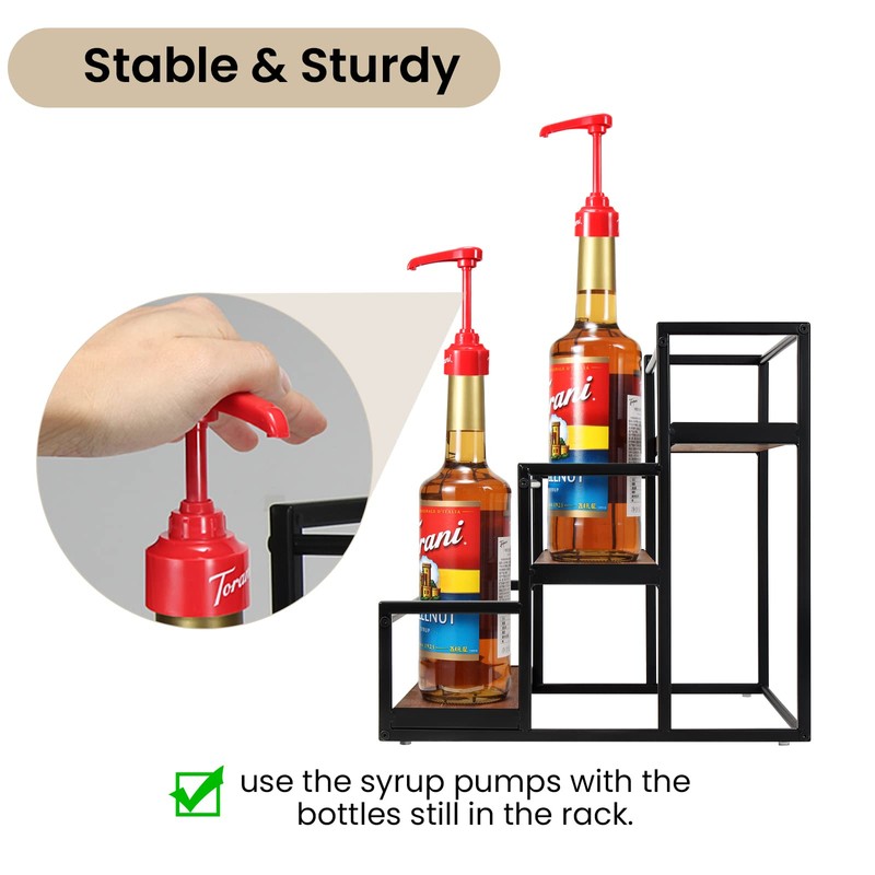 THYGIFTREE Coffee Syrup Rack Organizer 3-Tier 12 Syrup Bottles Holder