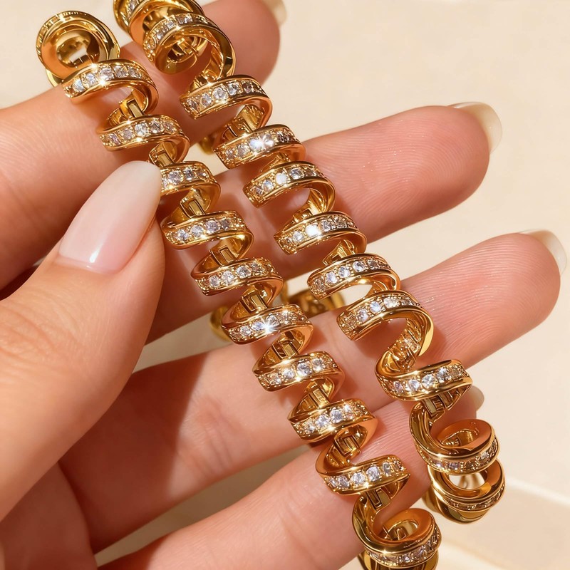 SERYNOW 18K Gold Plated Twisted Chain Bracelet for Women, Twist