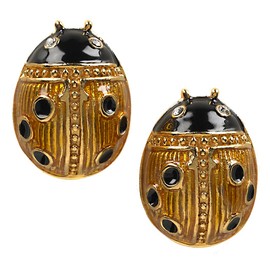 MADE IN USA - Easter Egg Ladybug Post Earrings in mustard/black, from ILANET Museum Collection