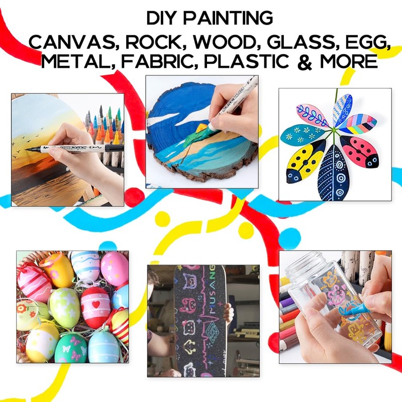 Transon 24 Colors Bold and Brush Dual-tip Acrylic Paint Marker