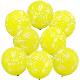 30Pcs Green Yellow Birthday Balloons 12In Printed Latex Balloons with "Happy Birthday"for Kids Birthday Party Decoration