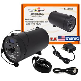 Voicebooster Speak Out Personal Voice Amplifier – Rechargeable Portable Speaker with Wired Microphone Headset for Teachers, Tour Guide, Presentations - Built-in MP3 Player & FM Radio – 25watt MR-AK38
