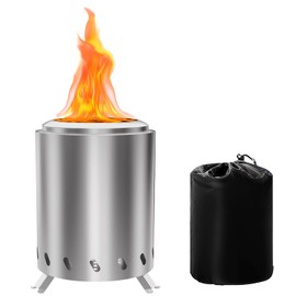 7″ Stove Tabletop Fire Pit with Stand 6.5"*7.7", Smokeless Outdoor Table Top |Firepit Removable Ash Pan |Stainless Steel Mini Patio Bonfire |Wood/Pellet Fueled –Compact Camping&Patio Heater(Silver)