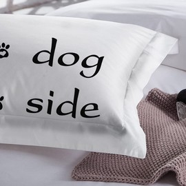 AOXHFNV Bed Linen Set from the Black and White Series Dog Side and My Side Motif Duvet Cover Couple Bedding Set Black White Double Bed (135×200cm, Dog Side)