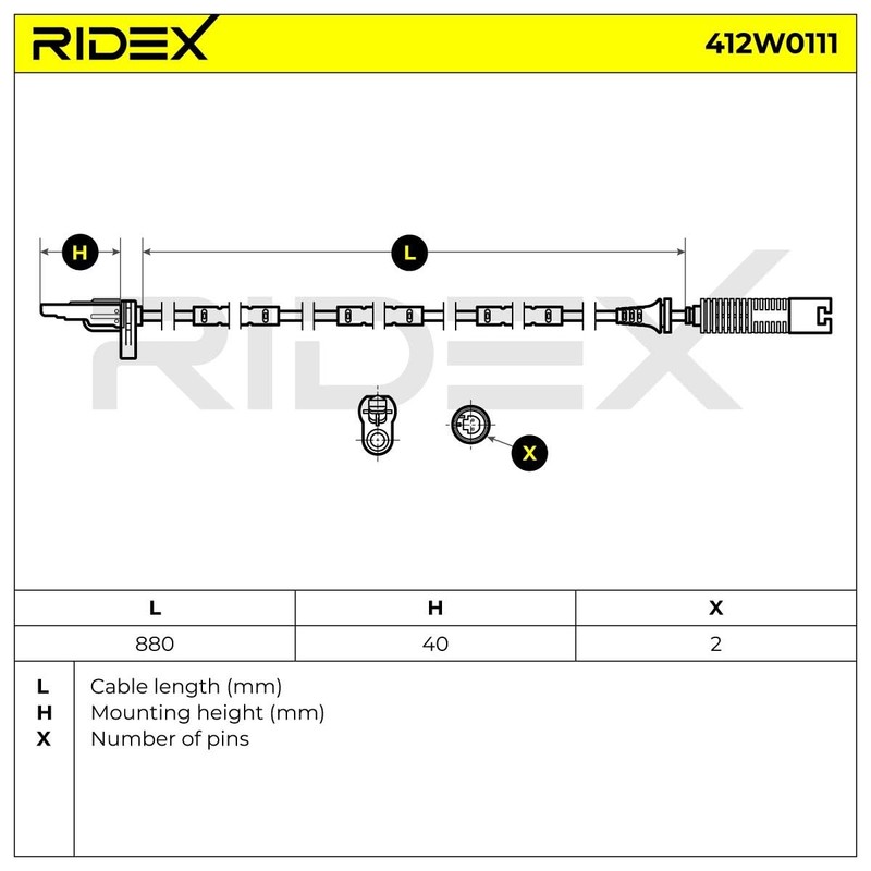 RIDEX ABS Sensor 412W0111 Rear Both Sides
