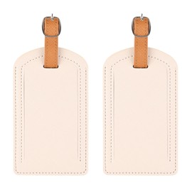 Premium Colored Luggage Tags for Luggage, Travel Bags and Suitcases by Adventure Goods - Pack of 2 (Ivory)