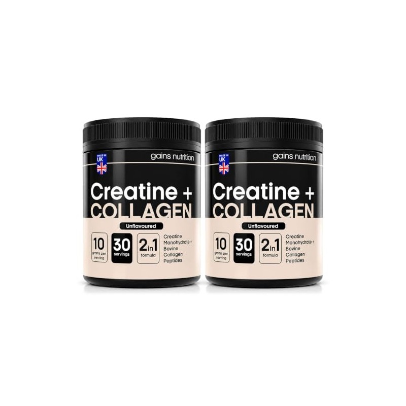 GN Creatine + Bovine Collagen Peptides Powder, Unflavoured, 2 Pack