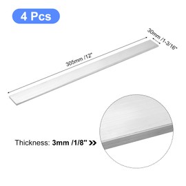 sourcing map Square Aluminum Flat Bar, 4pcs 1/8" Thickness 1-3/16" Width 12" Length Square Aluminum Bar 6061 Aluminum Flat Plate, 3 x 30 x 305mm T6511 Solid New Mill Stock