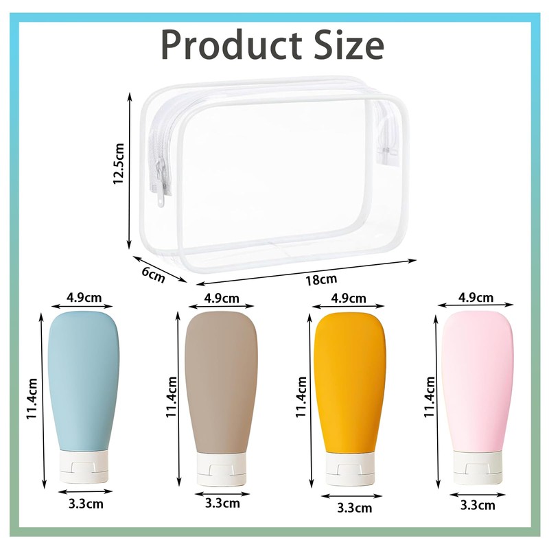 Jotia 5Pcs Travel Bottles Kit, Squeezable Containers TSA Approved Travel