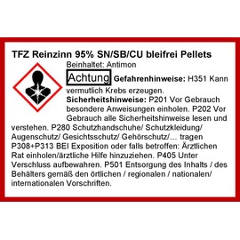 TFZ Pure Tin 95% SN/SB/CU Lead-Free 4 x 250 g Pellets Total 1 kg