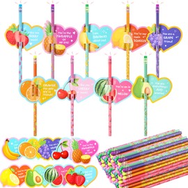 90 Sets Valentines Day Pencils for Kids Valentines Day Cards with Scented Pencils Valentine Gifts for Toddler Girls Boys School Classroom Exchange and Rewards Bulk Valentine's Prizes Party Favor