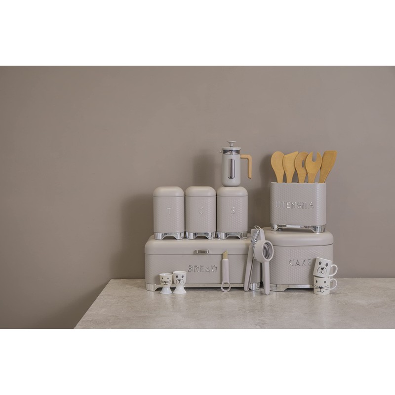 KitchenCraft Tea Storage Caddy with Lid, Latte Cream, 11.5 x