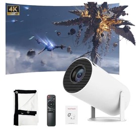 Movie Hub Mini Projector with 60" Screen, Ultra HD Portable Mini Projector 2.0, Support for 4K HD, Plug and Play, 180° Angle Adjustment, 2.4/5G WiFi, Immersive Surround Sound