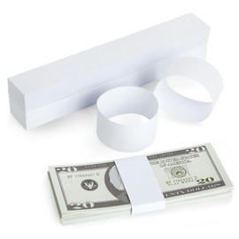 Juvale Money Bands - Secure Bundling & Cash Wrappers - Customizable Blank Currency Bands - Multipurpose Money Wraps - White, 7.8 in x 1.2 in, Pack of 300