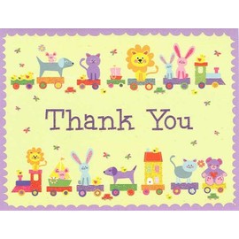 Kids Trains Boxed Thank You Notecards