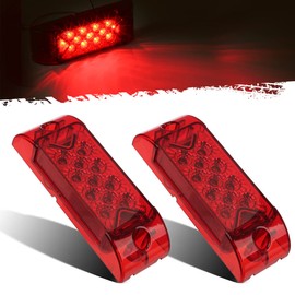 Partsam 2x Red 6" x 2" Sealed Rectangular Rectangle Clearance Marker Lamp 13LED Truck Trailer Light