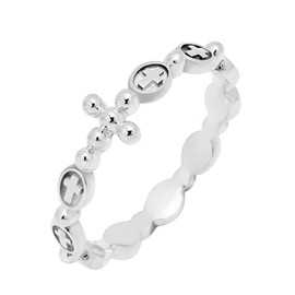 Katarina Rosary Ring 925 Sterling Silver Jewelry Catholic Christian Religious Cross Prayer Ring(KR 17)