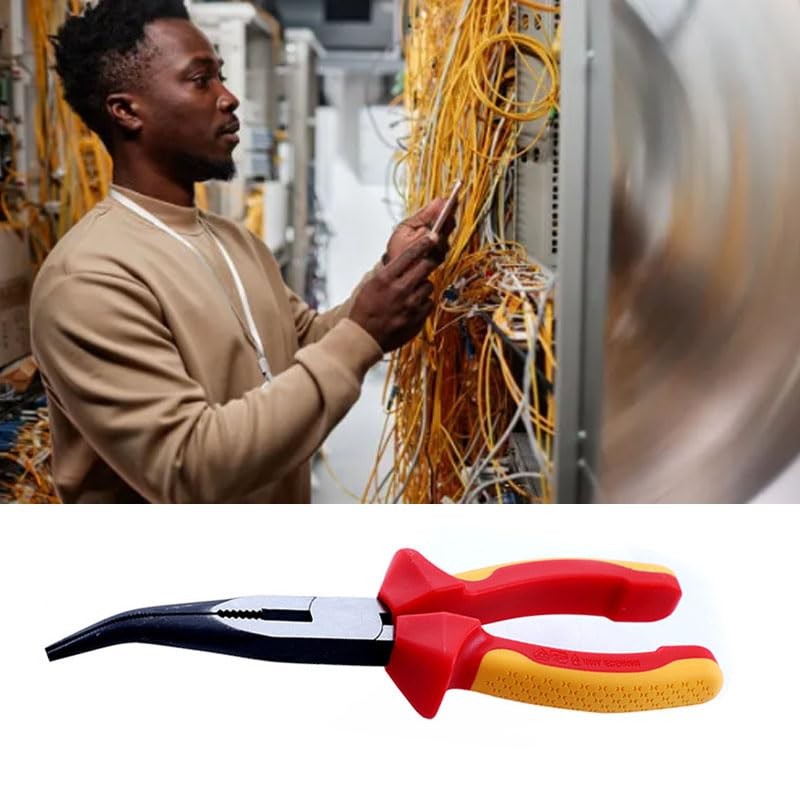Bent Needle Nose Pliers, VDE Tested, Multifunction, Heavy Duty, Ergonomic,