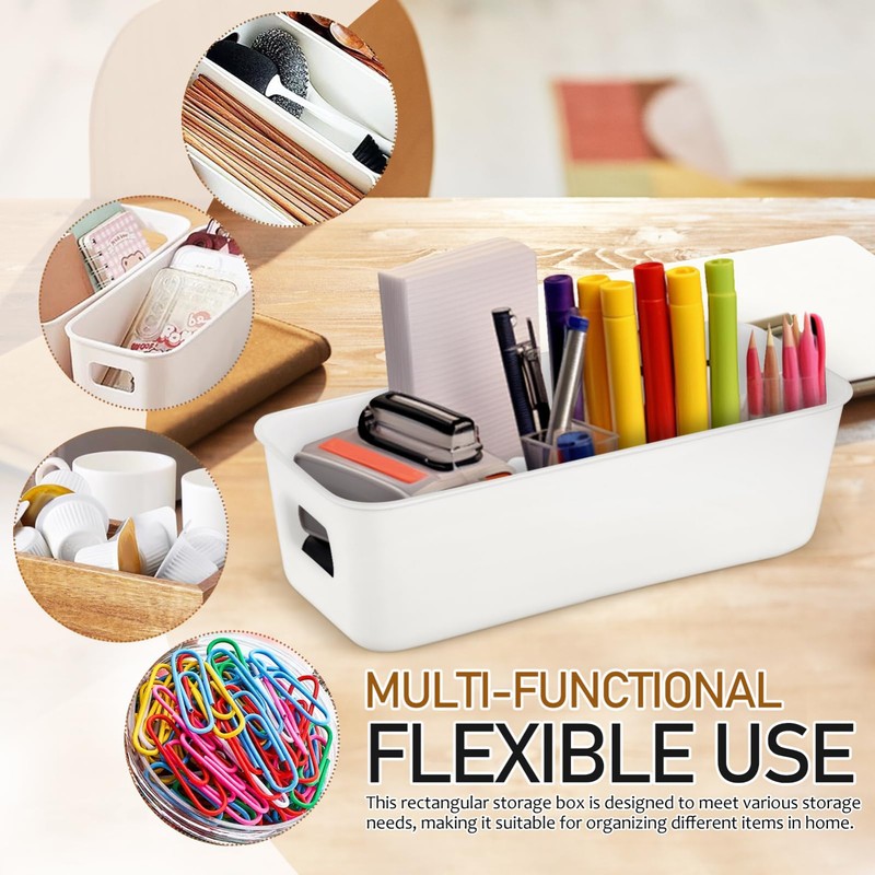 8-pack Plastic Storage Bins Thin Rectangular Storage Basket Set 8.85