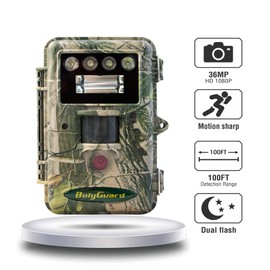 Boly Trail Camera 36MP 1080P Video Game Camera, with Dual Lights/Flashes White Xenon Flash, 2” LCD Display up to 100ft. Detection Range and 90ft. Lighting Range, Against Water & Snow Hunting Cam