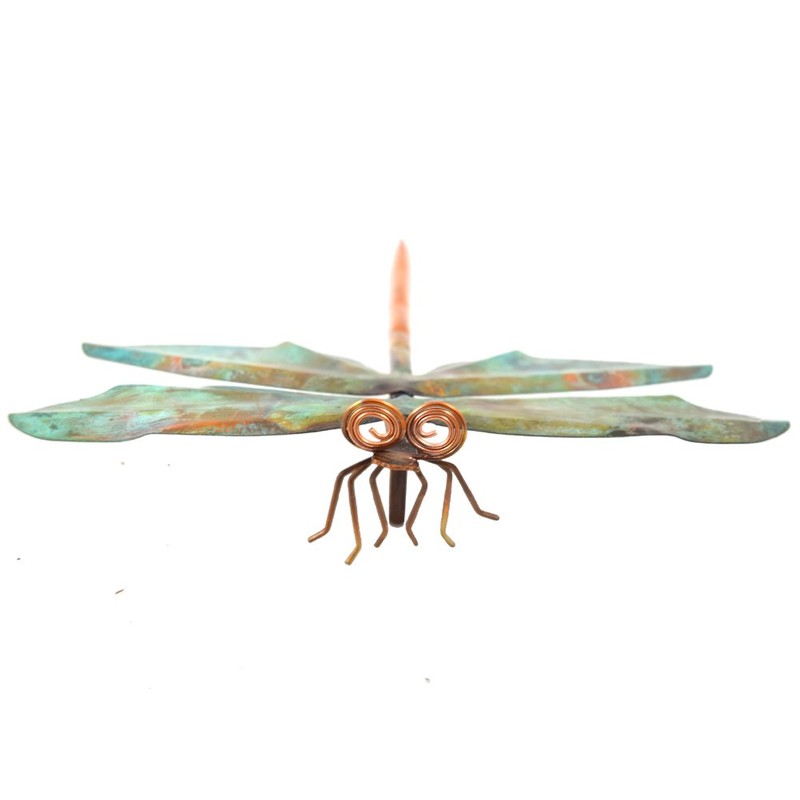 Modern Artisans American Made Copper Dragonfly Garden Sculpture & Stake