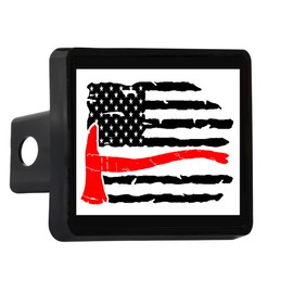 Rogue River Tactical Tattered Thin Red Line Flag Axe Trailer Hitch Cover Plug US Firefighter Fire Fighter Truck Department FD Ax