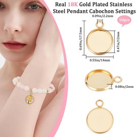 Beebeecraft 1 Box 50pcs Flat Round Charm, Stainless Steel