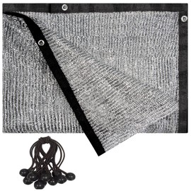 UNIUP 40% Aluminum Foil Shade Cloth with Grommets,6.5 FT x 12 FT，Silver Tarps Fabric Privacy Screen Pet Shade Car Cover Patio Garden Pergola Cover Canopy, Come with Ball Bungee Aluminum Shade Net