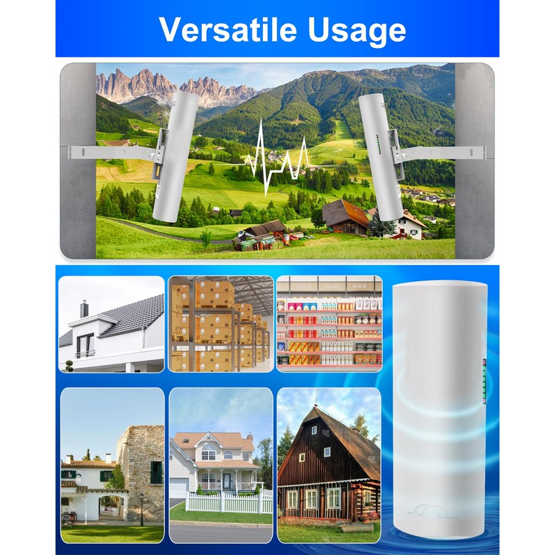 5.8G Wireless Bridge with Pole/Wall Mount Bracket - Extend Starlink