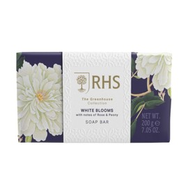 RHS Flower Show White Blooms Soap Bar with Bergamot, Rose, and Vanilla Notes, Gently Cleanses and Leaves Skin Softly Scented – 200 g