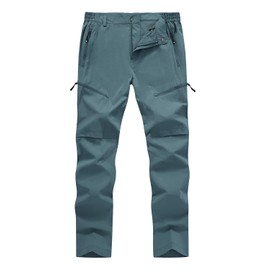 YSENTO - Pantalones de senderismo tipo cargo para hombre, resistentes al agua, 5 bolsillos con cierre, Ripstop, elásticos en 4 direcciones, de secado rápido, gris, azul , 36
