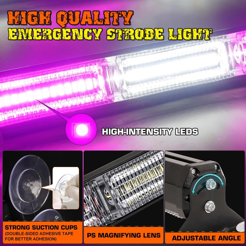 LRTER 2x17.7 Emergency Flashing Warning Strobe Lights Bar w/Digital Display