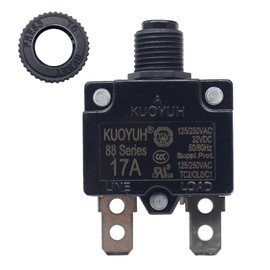 KUOYUH USA 17 Amp 88 Series Quick Connect Terminals Push-to-Reset Thermal Circuit Breaker with Transparent Waterproof Button Dust Cover (1 Pack)