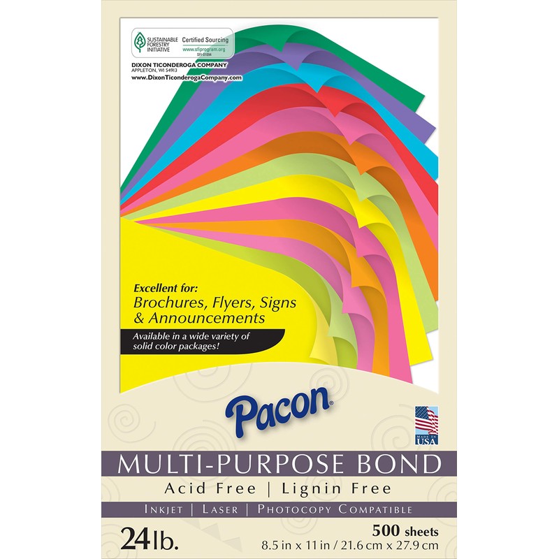 Pacon 102053 Kaleidoscope Multipurpose Colored Paper, 24lb, 8-1/2 x 11,