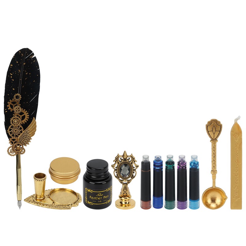 Feather Pen Business Fire Lacquer Stamp European Retro Style Sprinkled
