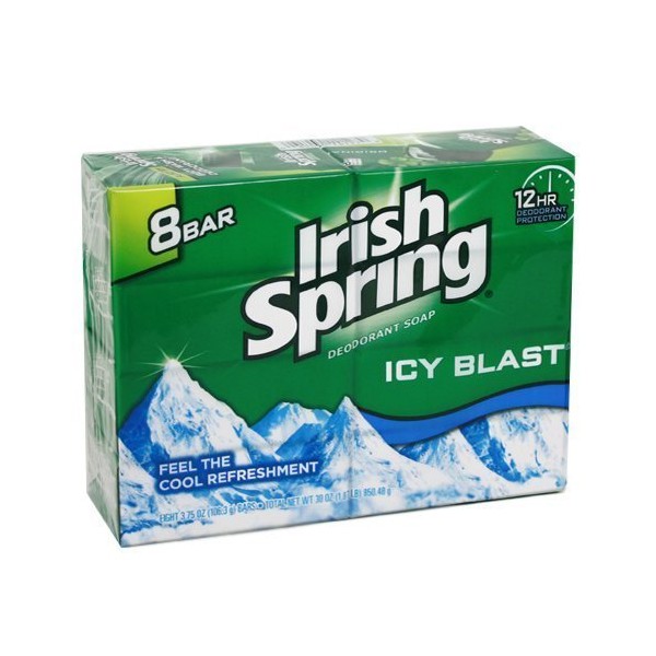 Irish Spring Deodorant Soap, IcyBlast, Value Pack, 8 bars, 4 oz, 2 Pack