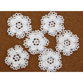Handmade Crochet Flower Layered Lacy Doily Applique Shabby Embellishment White 6 Pcs