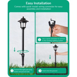EDISHINE Low Voltage Landscape Lights, LED Pathway Lights with Connectors, 3000K