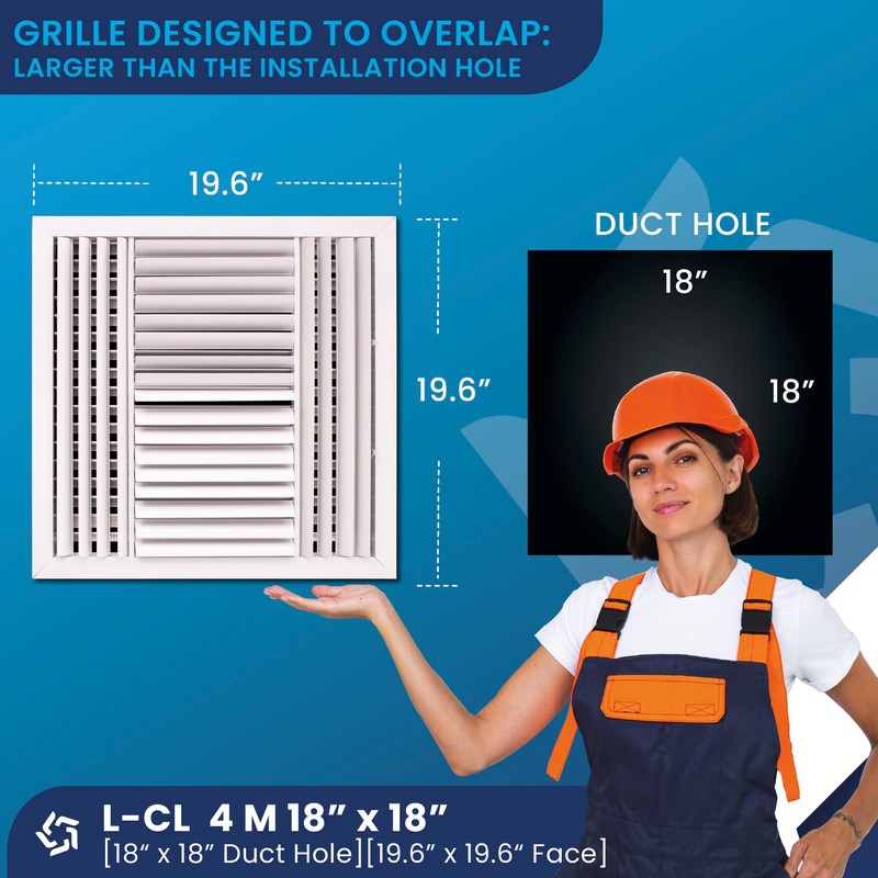 18" x 18" Duct Hole [19.6" x 19.6" Face] Aluminum
