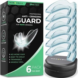 HONEYBULL Juego de protectores antimolienda [6 unidades, delgado] viene en tamaño más pequeño para una mejor comodidad | Cómodo protector bucal person